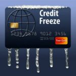 Credit Card with ice on it for credit freeze.