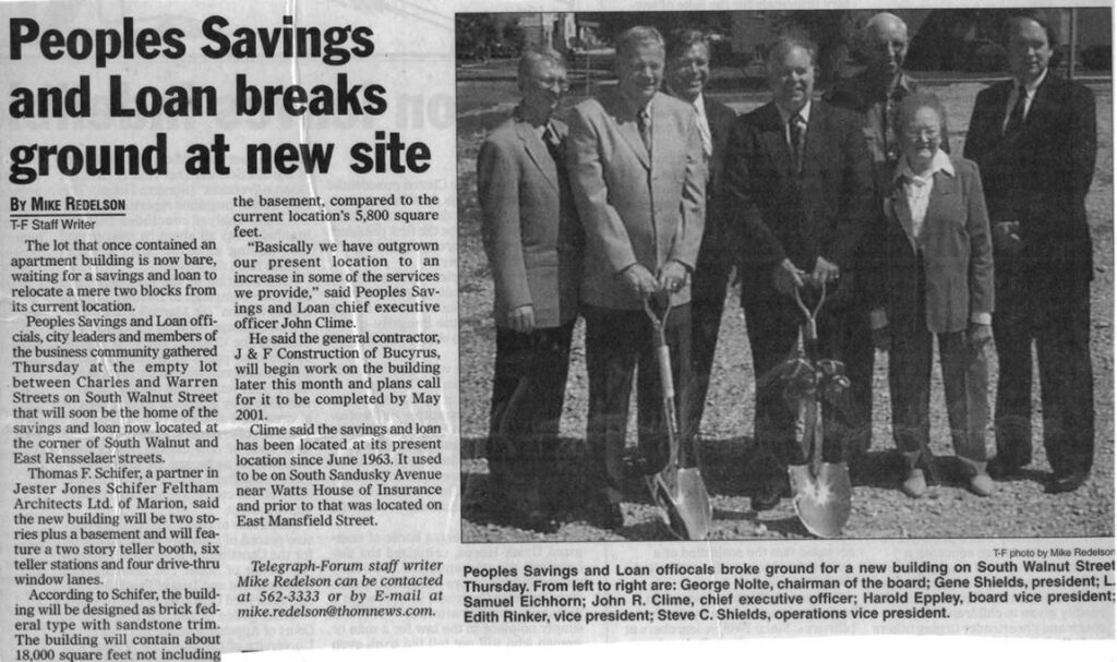 Newspaper article about PSALC breaking ground on new building in 2000.